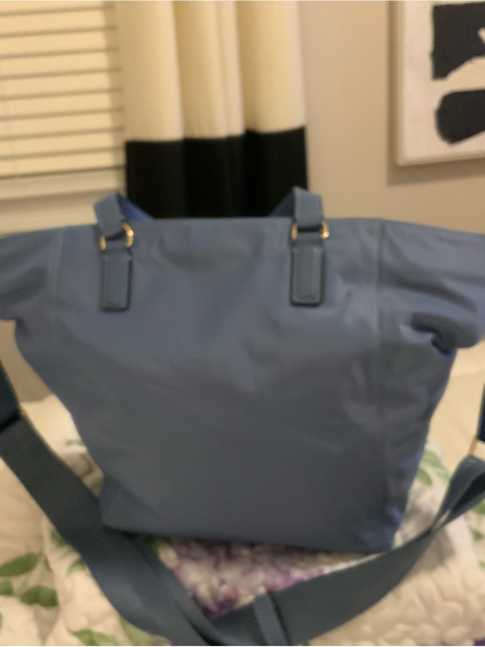 Tory Burch Blue Nylon Tote with Logo Medallion - Picture 2 of 6